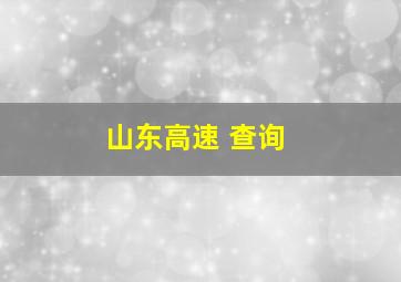 山东高速 查询